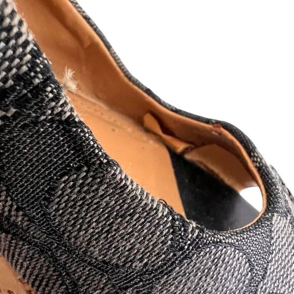 Coach Ferry Wedge Jacquard Monogram Black/Smoke/Black Cork Shoes - Picture 9 of 16